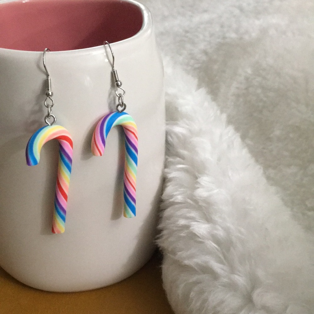 Multi Color Candy Cane Earrings